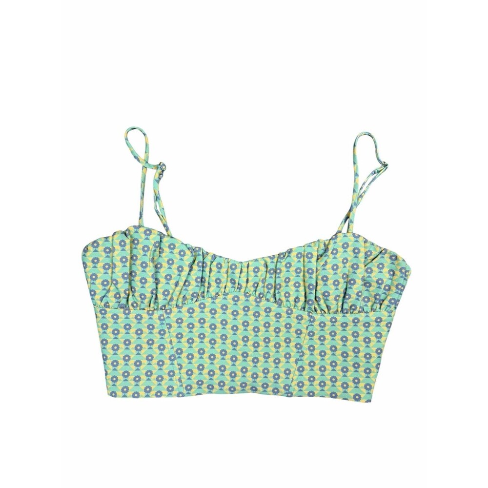 Zara Printed Ruched Bustier Crop Top Size S